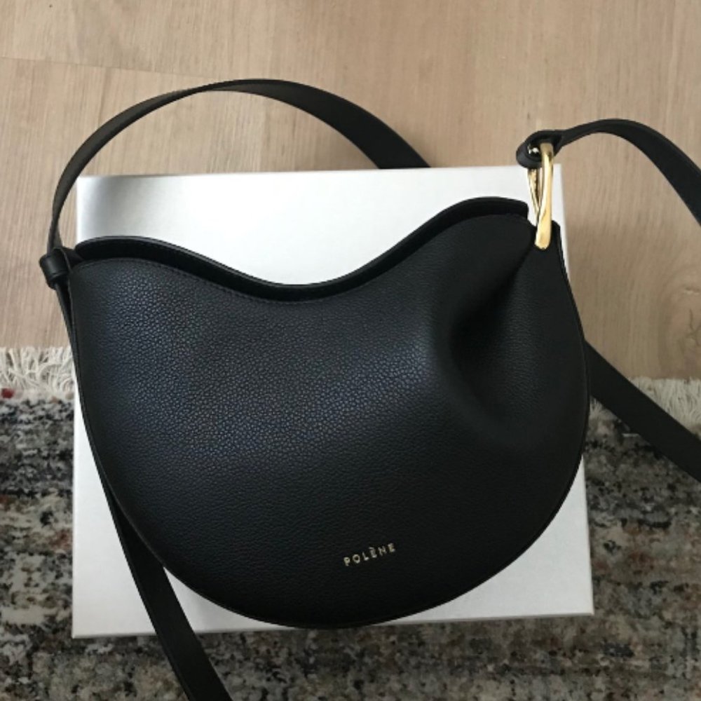 Polene Tonca TEXTURED BLACK Crossbody Bag